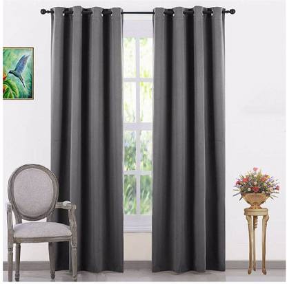 COMFY HOME 213.36 cm (7 ft) Door Silk Blackout Curtain (Pack Of 2)