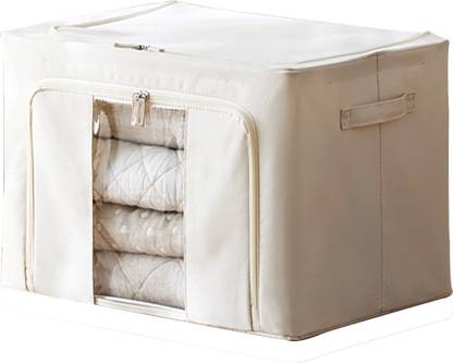 FULLY FUNKY Cloth Storage Box Moisture Proof Cloth Organizer with Zippered Closure and Handle CLOTH.STORAGE.BOX.24L.WHITE-1PC
