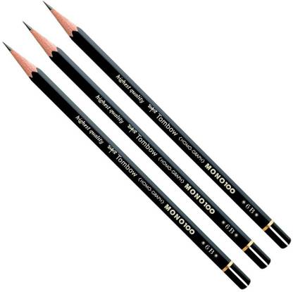 Tombow Tombow Mono 100 Professional quality Drawing Pencils - Hexagonal wooden body (Pack of 3 - grade 6B) Pencil