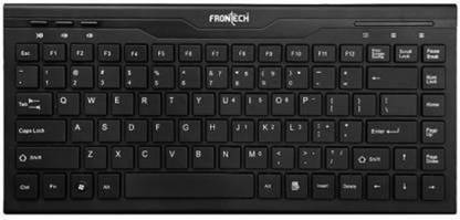 Frontech Mini Keyboard (Black) Wired USB Laptop-size Multi-device Keyboard Compatible with Desktop, Laptop, Mac
