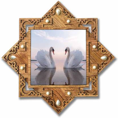 Poster N Frames Poster N Frames Hand-Crafted Decorative Style Wooden Frame with photo of Swan Size :16.5X16.5-inch (42x42-cm) Digital Reprint 16.5 inch x 16.5 inch Painting