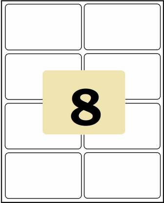 BRH 100 Sheets of A4 Size 8-UP White Sticker Paper with Easy Peel-Off Cut, Self-Adhesive 8-up Blank Computer Address Labels Self-Adhesive Paper Label