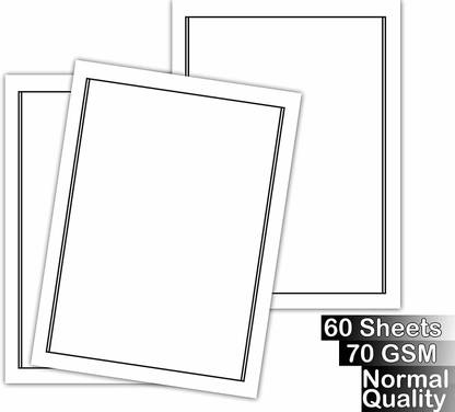 WAYTOBUY Project Or Assignment Paper Both Side 2 Line Rectangle Black Border for Students Unruled One Side Border 210 x 297mm 70 gsm Bond Paper