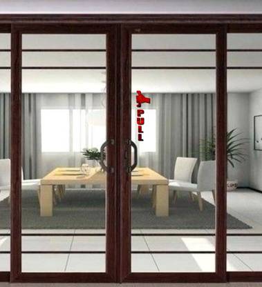 SUDARSHAN DESIGNS 25 cm Pull/Push Acrylic Mirror Wall Stickers Acrylic Door Sticker For Home, Office, Bedroom, Stickers ( Red ) Self Adhesive Sticker