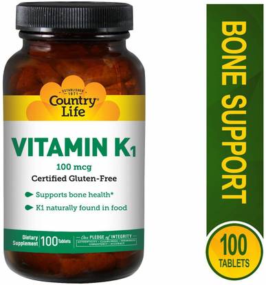 Country Life Vitamin K1, 100 mcg, 100 Tablets