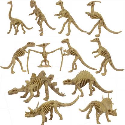 Toy Mela 12 pcs Set of Dinosaur Skeleton Fossil 9-10 cms Action Figure Toys