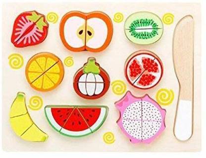 CherryBox Wooden Fruit Cutting Game Toy for Kids Educational Board Games