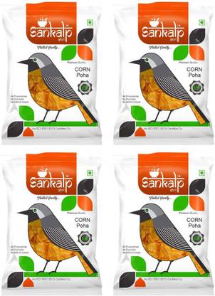 Sankalpshri Makka Poha 250g (Pack of 4) | Corn Poha Fryums (Pack of 4)
