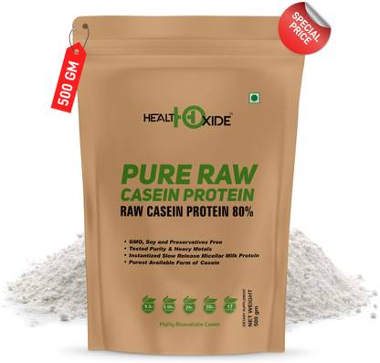 HEALTHOXIDE Pure Raw Micellar Casein Protein 80% (Raw & Unflavored / 24 G Protein Per Serving) Casein Protein