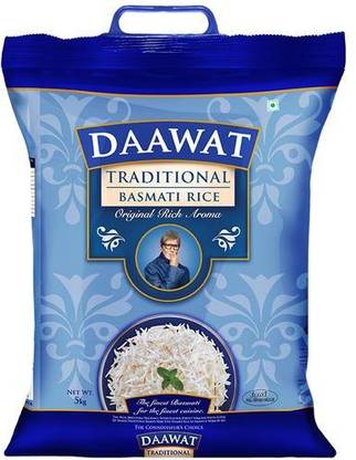 Daawat Basmati Rice - Traditional, 5 kg Pouch . Basmati Rice (Long Grain)