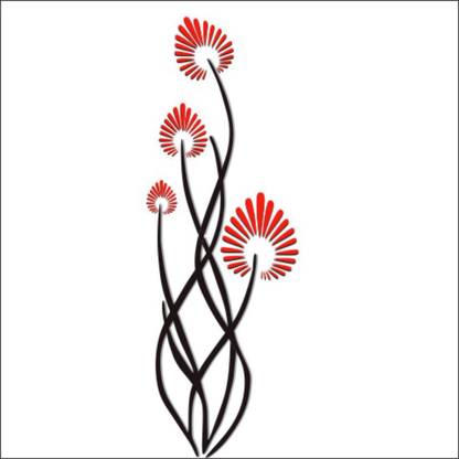 SUDARSHAN STICKER 91 cm 3d diy orange flower wall stickers for home decor wall sticker(91 cm x31cm) Self Adhesive Sticker