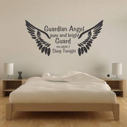Devil designs 75 cm "Guardian Angel" Quote(45cm * 99cm ) Self Adhesive Sticker