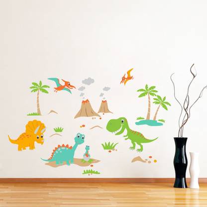 Decor hubb 86 cm "Dino Land Dinosaurs Wall decal Wall Sticker PVC Vinyl, 80CM X 121CM, ( Buy 1 Get 1 Free ) Self Adhesive Sticker