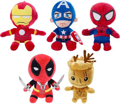 Toy Mela 5 pcs Avengers End Game Deadpool, Soft Toy Plush Stuffed Toy Set