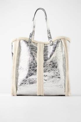 Zara METALLIC FUZZY TOTE BAG Shoulder Bag