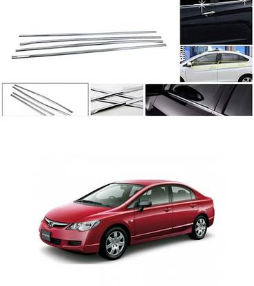 PRTEK Lower Window Garnish (Chrome) Set of 4 Compatible with 137 Chrome Honda Civic Side Garnish