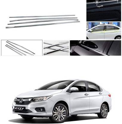 PRTEK Lower Window Garnish (Chrome) Set of 4 Compatible with 136 Chrome Honda City Side Garnish
