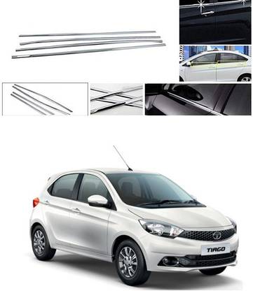 PRTEK Lower Window Garnish (Chrome) Set of 4 Compatible with 015 Chrome Tata Tiago Side Garnish