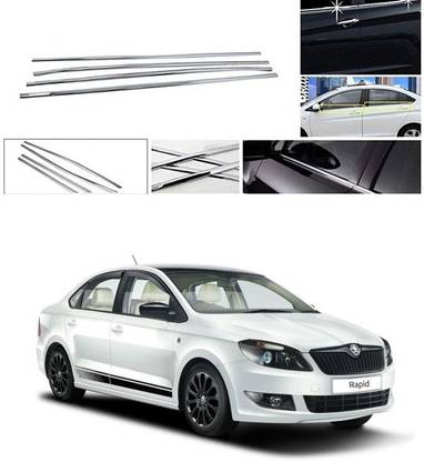 PRTEK Lower Window Garnish (Chrome) Set of 4 Compatible with 029 Chrome Skoda Rapid Side Garnish