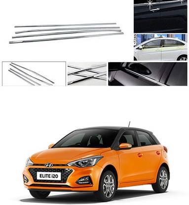 PRTEK Lower Window Garnish (Chrome) Set of 4 Compatible with 117 Chrome Hyundai Elite i20 Side Garnish