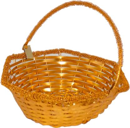 FULLY Storage Baskets Fruit Basket for Dining Table for Home and Temple ,Pack of 1 Aluminium Fruit & Vegetable Basket