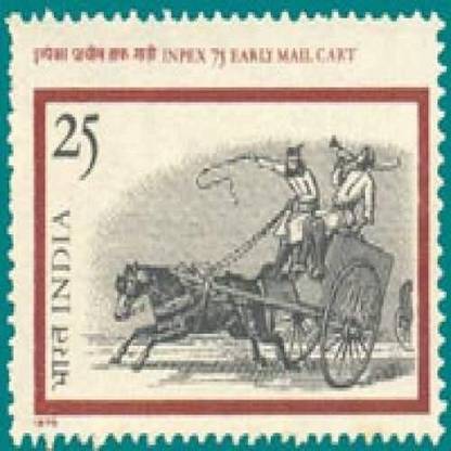Sams Shopping INPEX-75. Philatelic Exhibition, Early Mail Cart, Horse Stamps