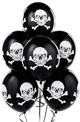 Brown Leaf Printed Horror Skull Face Mask Balloon Combo Pack For Halloween Scary Horror Theme Party Balloon