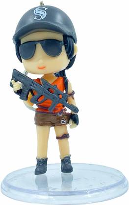 the salespark PUBG Girl Character with Grozza Gun Key Chain