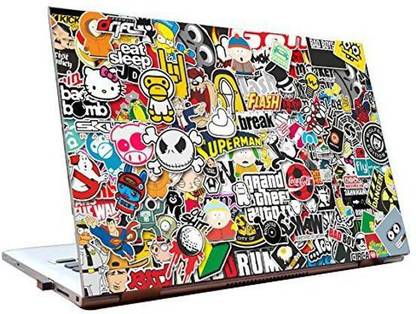 PIXELARTZ Laptop Skin - GTA Stickers Collage - HD Quality - 15.6 Inches Vinyl Laptop Skin Compatible for 15.6 inch