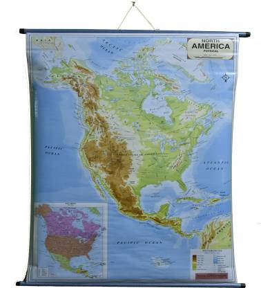 ROLLUP PHYSICAL MAP OF NORTH AMERICA (PIPE MOUNTED) Photographic Paper