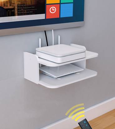 WORA TV Set-Top Box Rack Router Storage Organizer Living Room Projector Particle Board Wall Shelf