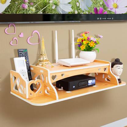 WORA TV Set-Top Box Rack Living Room Wall Mount WiFi Router Organizer Particle Board Wall Shelf