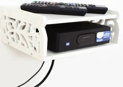 WORA Set Top Box Holder Cum Remote Organizer Particle Board Wall Shelf