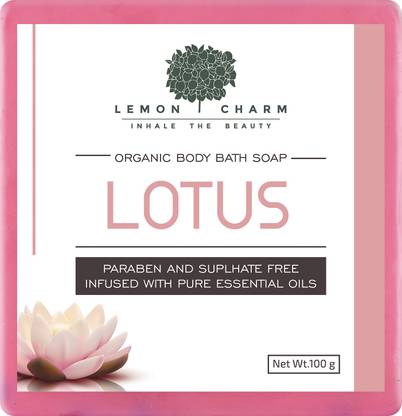 Lemon Charm Organic Handcrafted Lotus Soap Bar infused with pure Essential Oils| No Paraben, Sulphate, Chemicals & Mineral Oil