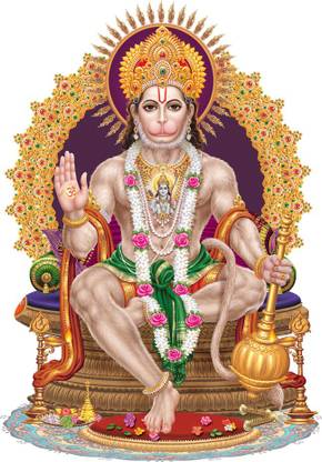 god & god's 60 cm Modern Art Hanuman ji Self Adhesive Sticker