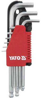 YATO YT-0506 High Quality CrV 6150 Chrome Vanadium steel with Hardness HRC 52-55 Hex Allen Key with Ball Allen Key Set