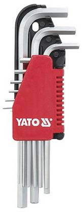 YATO YT-0501 Long Hex High Quality CrV 6150 Chrome Vanadium steel with Hardness HRC 52-55 Allen Key Set