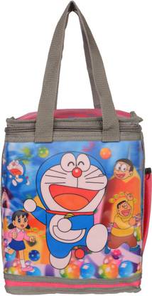 Naaz Polyester Waterproof 3D Printed Doraemon Lunch/Tiffin Bag (Pink) Waterproof Lunch Bag