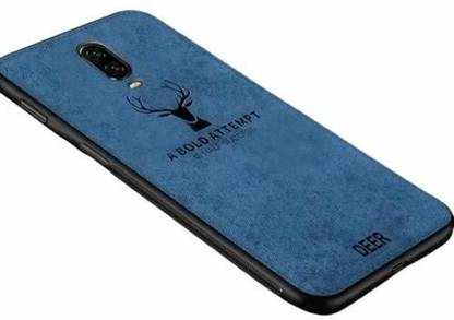 MOBILOVE Back Cover for OnePlus 7 | Deer Pattern Cloth Texture Leather Finish Soft Fabric Hybrid Case