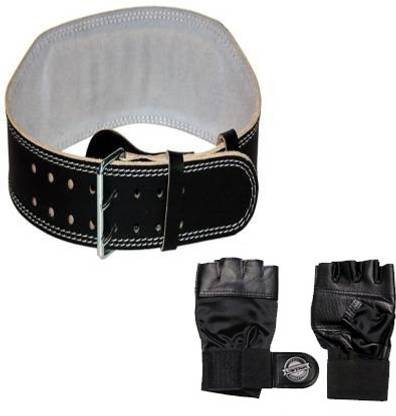 L'AVENIR Sports & Fitness combo of STRONG LEATHER GYM BELT & LEATHER GYM GLOVES जिम & फिटनेस किट
