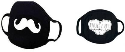 VRITRAZ Glow in the dark luminous Cotton Anti Dust, Mustache ThugLife