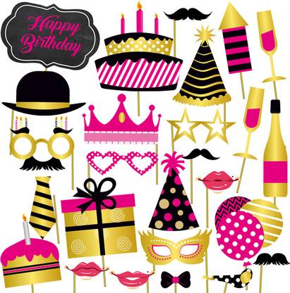 Party Propz Happy Birthday Photo Props Set Photo Booth Board