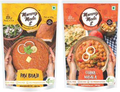 Mommy Made It Ready to eat Readymade Pav Bhaji + Chana Masala (Pack of 2) 580 g