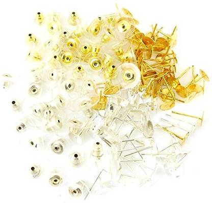 AN Sunshine Jewellery Making Earring Rubber Push Lock With Clear Plastic Stud (25 Pcs Each)