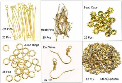 AN Sunshine Jewellery Making Bangle, Jhumka, Earring, Silk Jewellery Making Kit Gold (150 Pcs)