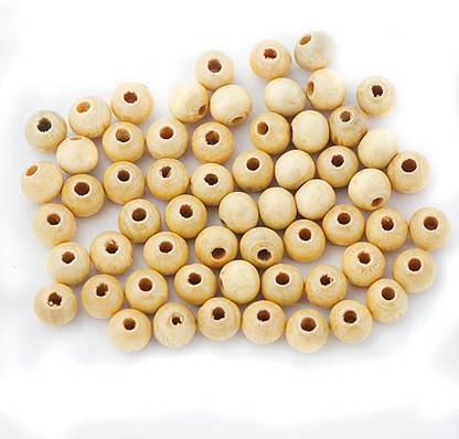 AN Sunshine Jewellery Making Natural Plain Round Wooden Beads Ball With Hole Ball (100 Pcs)