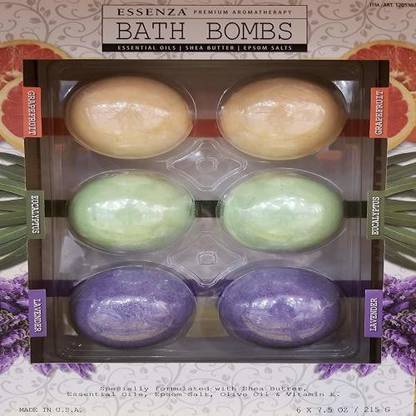 ESSENZA Premium Aromatherapy Bath Bombs 2x Lavender, 2x Eucalyptu