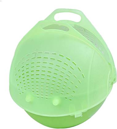 KUBER INDUSTRIES Plastic 1 Piece Small Size Fruit Vegetable Washing Basket (Green)-CTKTC5513 Colander