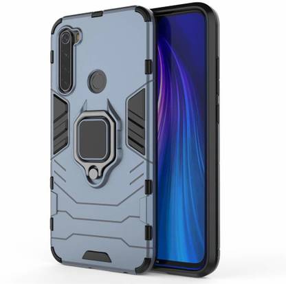 MOBILOVE Back Cover for Mi Redmi Note 8 | Dual Layer Hybrid Armor Defender Case with 360 Degree Metal Finger Ring