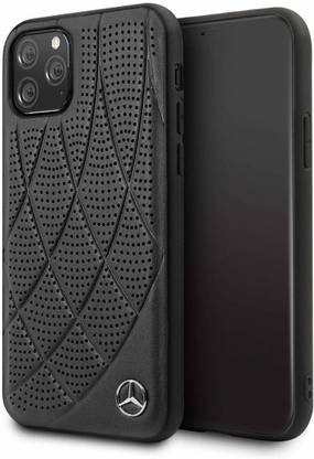Mercedes Back Cover for Apple iPhone 11 Pro Max Bow Line Quilted Perforated Leather Case